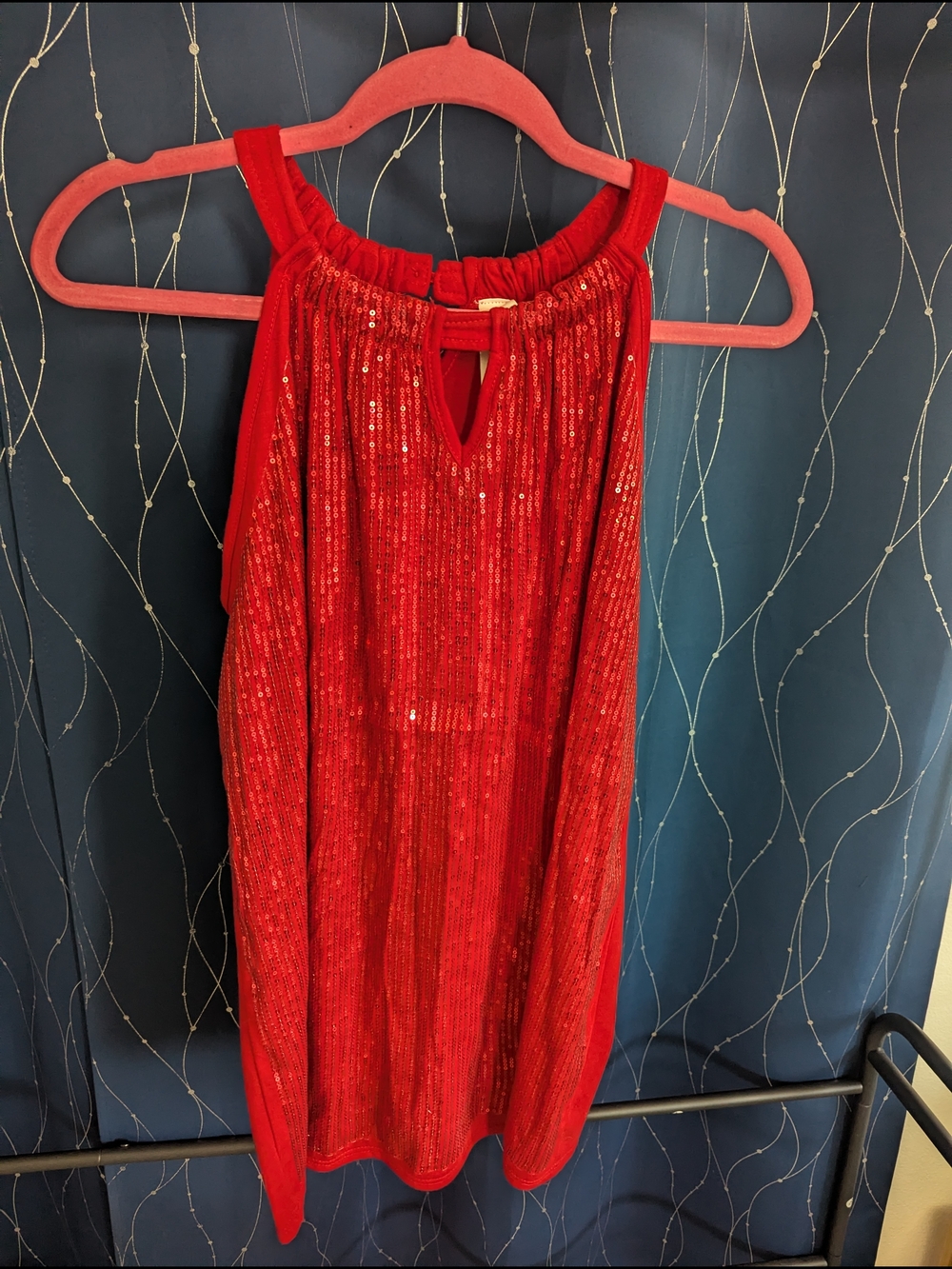 No Boundaries Red Sequin Halter Top
